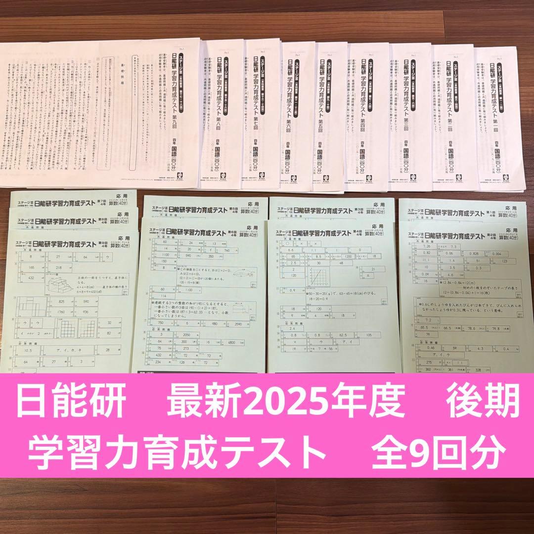 日能研　学習力育成テスト　４年　後期セット