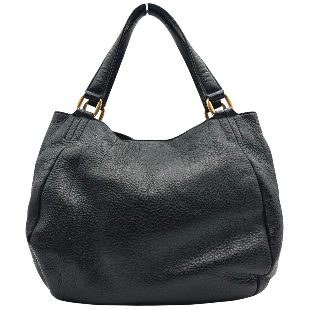 美品◎ヒロフ パフータ A4可 肩かけ可 トートバッグ ハンドバッグ シボ革 黒