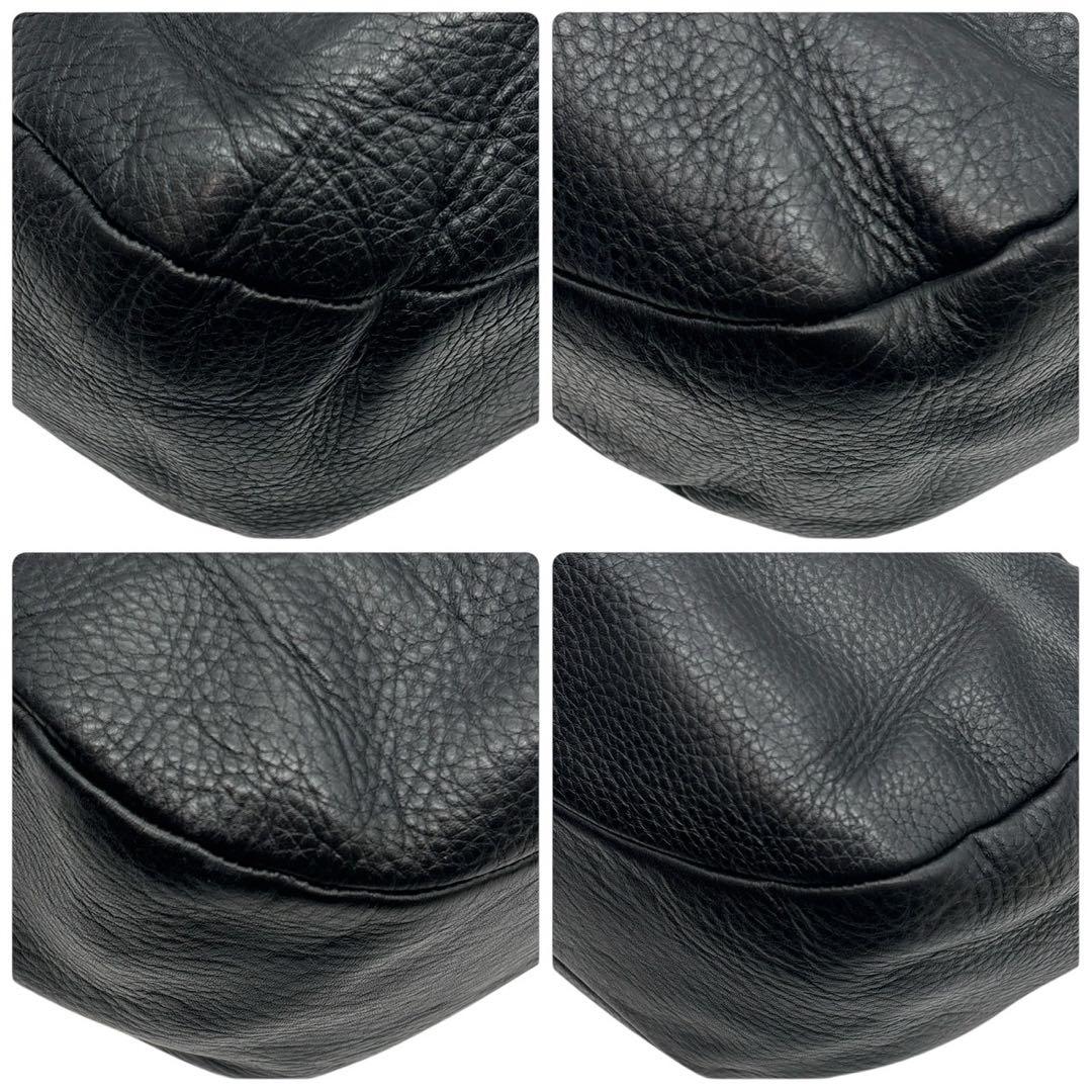 美品◎ヒロフ パフータ A4可 肩かけ可 トートバッグ ハンドバッグ シボ革 黒