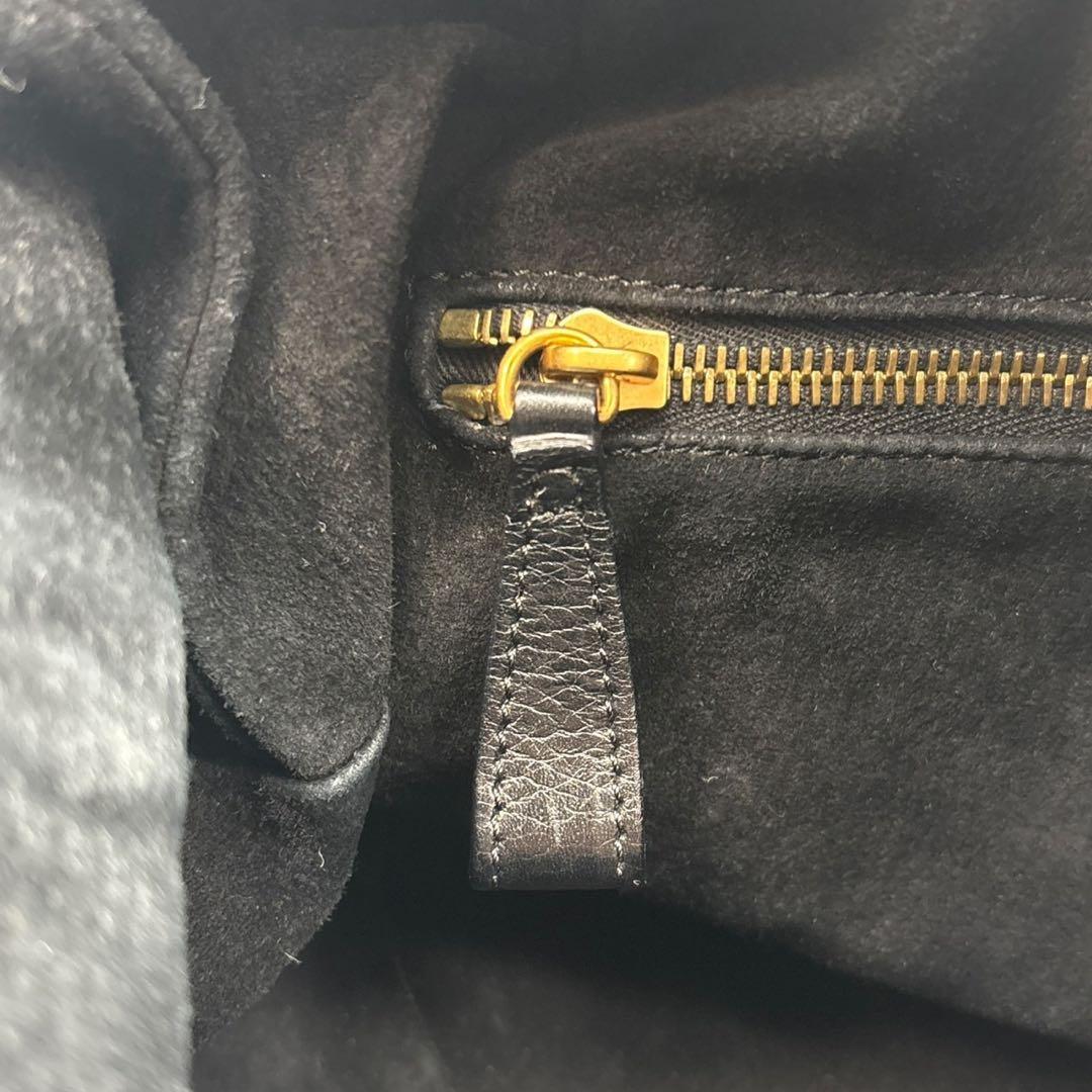 美品◎ヒロフ パフータ A4可 肩かけ可 トートバッグ ハンドバッグ シボ革 黒