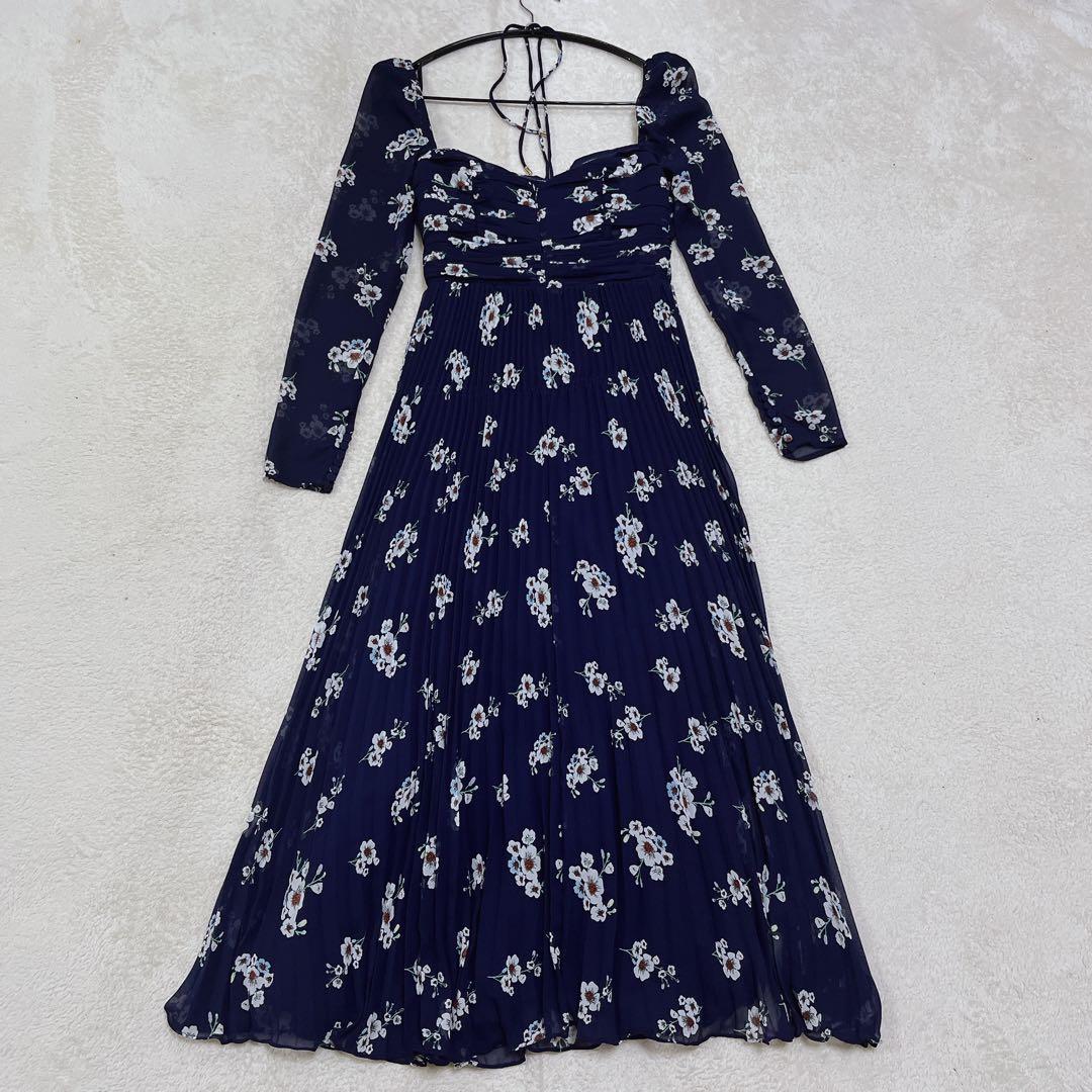 T*様 セルフポートレイト　パンジープリント　シフォン　カットアウト　ミディドレ