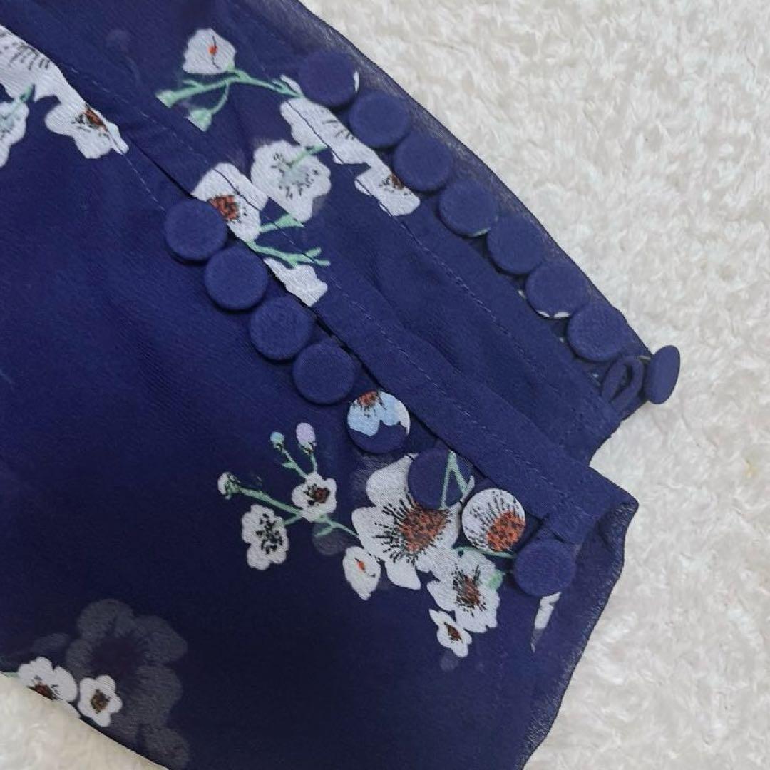 T*様 セルフポートレイト　パンジープリント　シフォン　カットアウト　ミディドレ