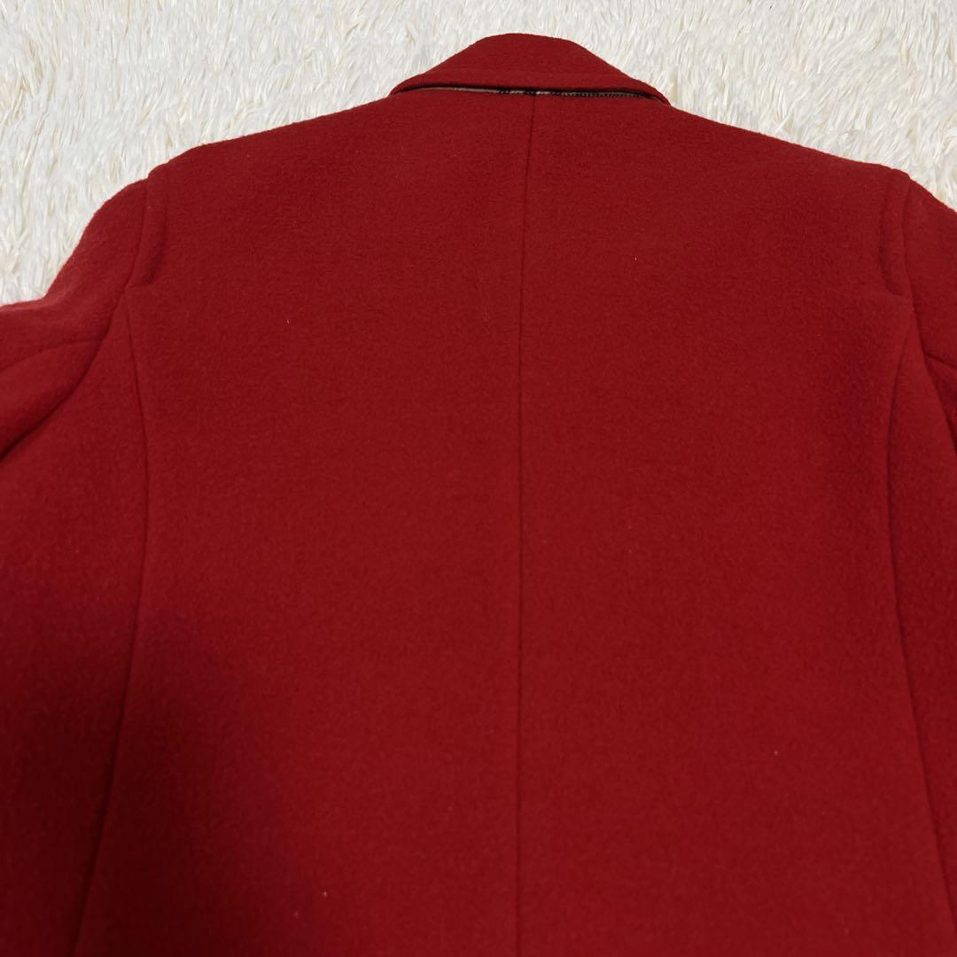 バーバリー ノバチェック ウール ダブルフェイス 赤レッド ジャケット シングル