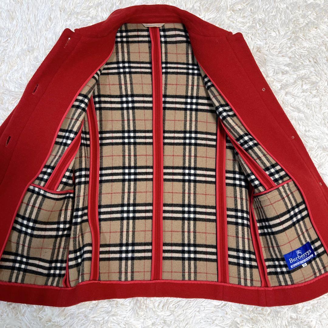 バーバリー ノバチェック ウール ダブルフェイス 赤レッド ジャケット シングル