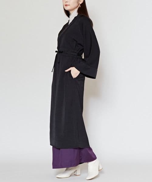 新品　カヤ　和の狭衣ワンピース　着物風　黒　二部式着物　着付け不要　紋付