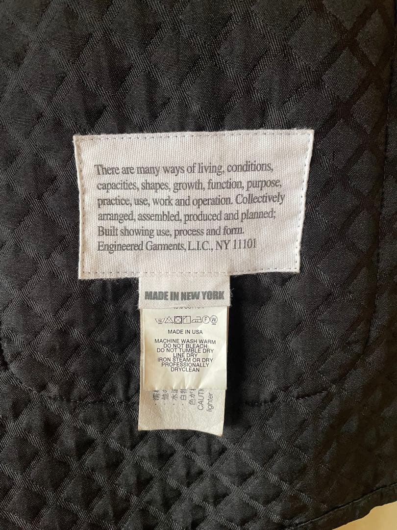 ENGINEERED GARMENTS ノーカラージャケット　黒