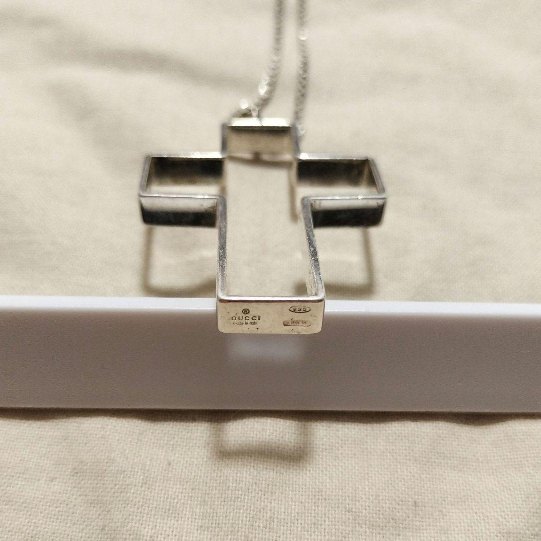 GUCCI グッチ オープンクロス シルバー ロングネックレス