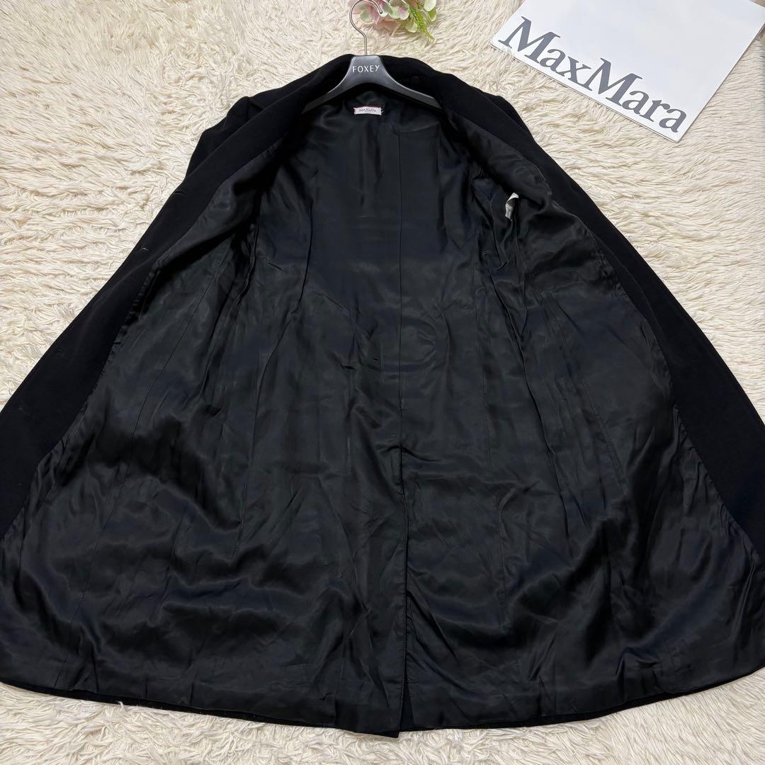 Max&Co 大きいサイズ　アンゴラ混ロングチェスターコート　ブラック　42