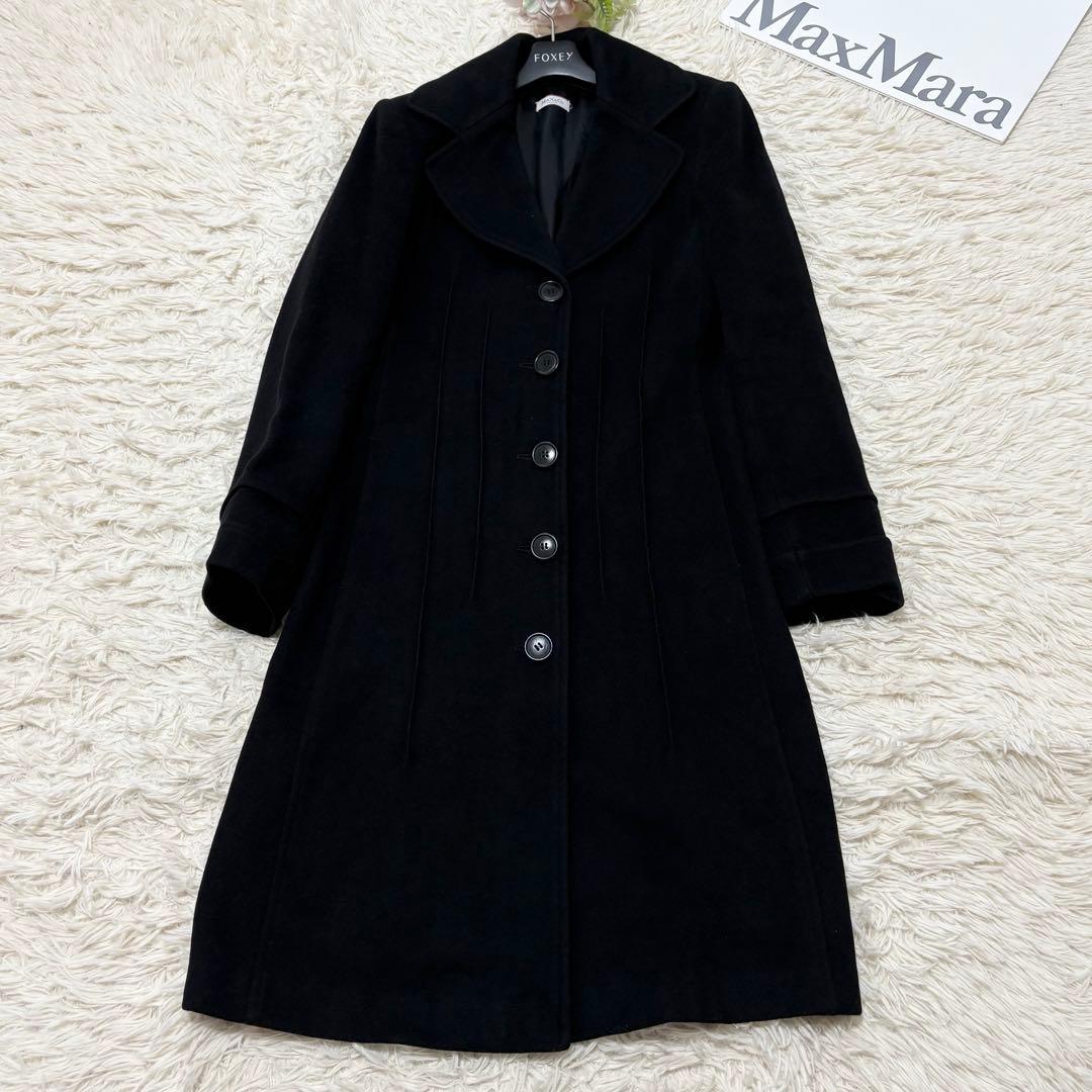 Max&Co 大きいサイズ　アンゴラ混ロングチェスターコート　ブラック　42
