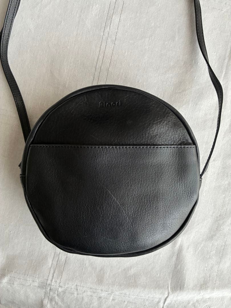 Rinori リノリ 本革 サークルショルダーバッグ ブラック 丸型