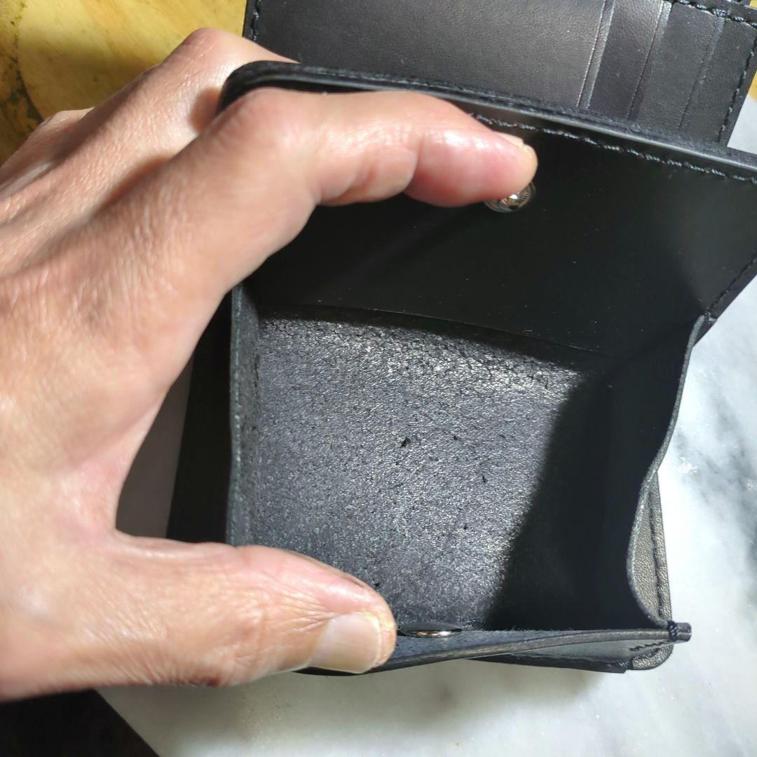 姫路ヌメ革 ハンドメイド 2つ折り財布 ブラック ショートウォレット 黒 新品