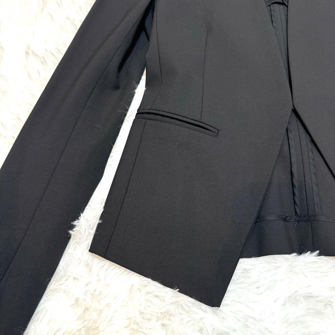 theory スーツ 上下セット ノーカラージャケット スカート ブラック 通勤