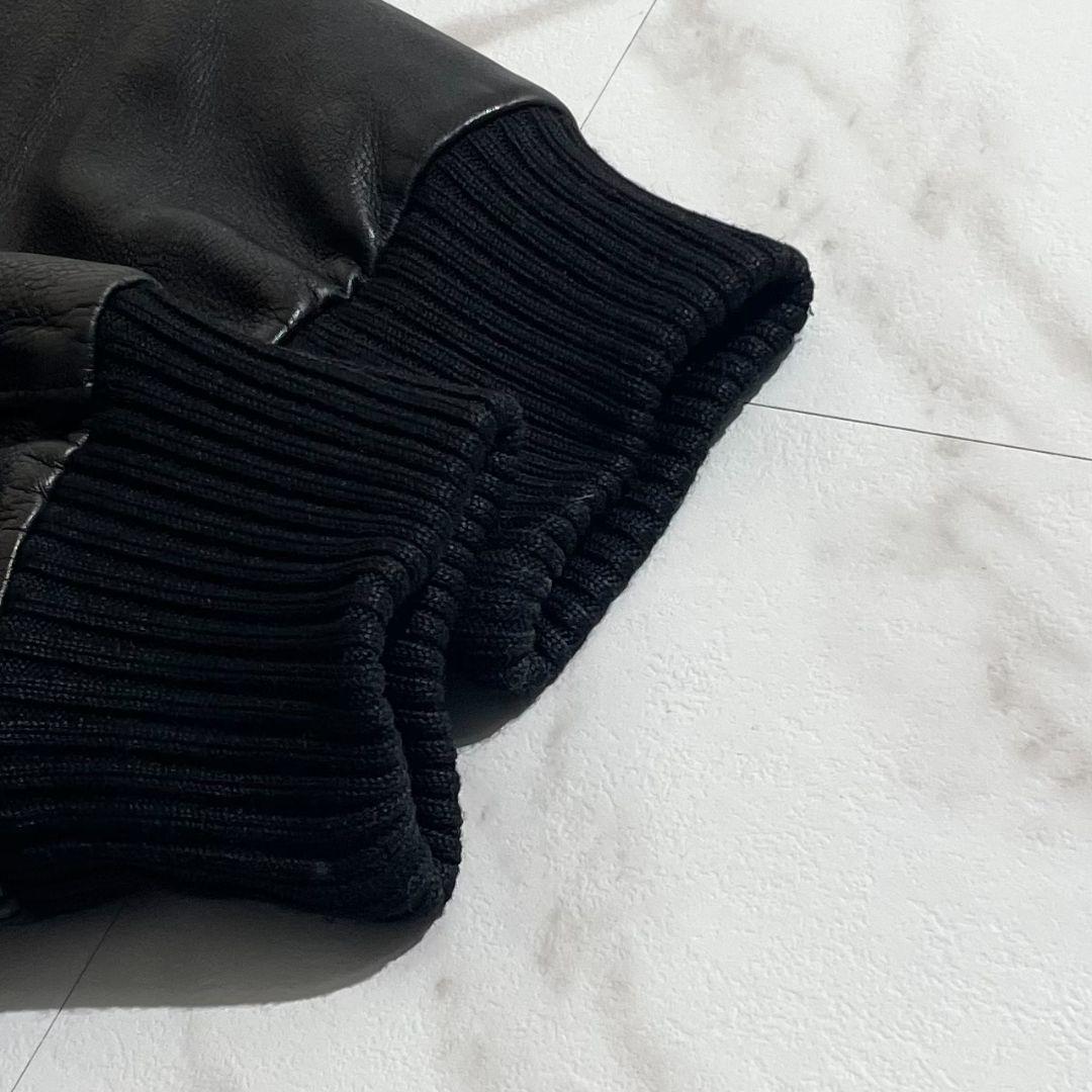 相当/希少✨ VAN JACKET スタジャン アーチロゴ 黒 牛革 ワッペン