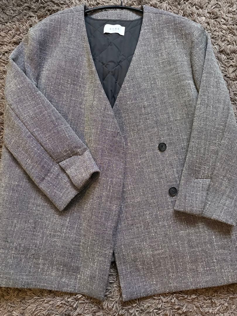 etretokyo ノーカラーキルティングライナーボクシージャケット Sサイズ