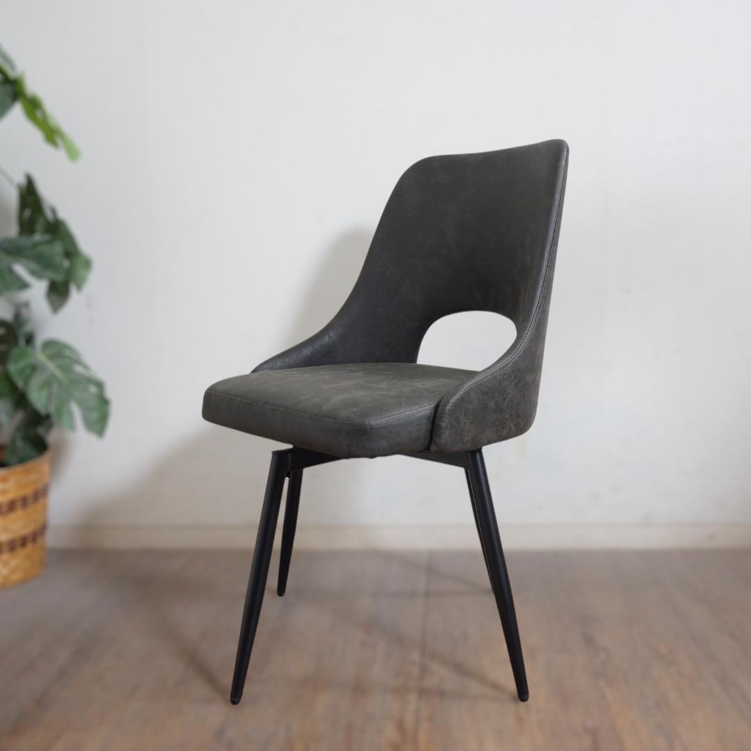 2脚セット【新品】360度回転式 ダイニングチェア ヴィンテージレザー調 モダン