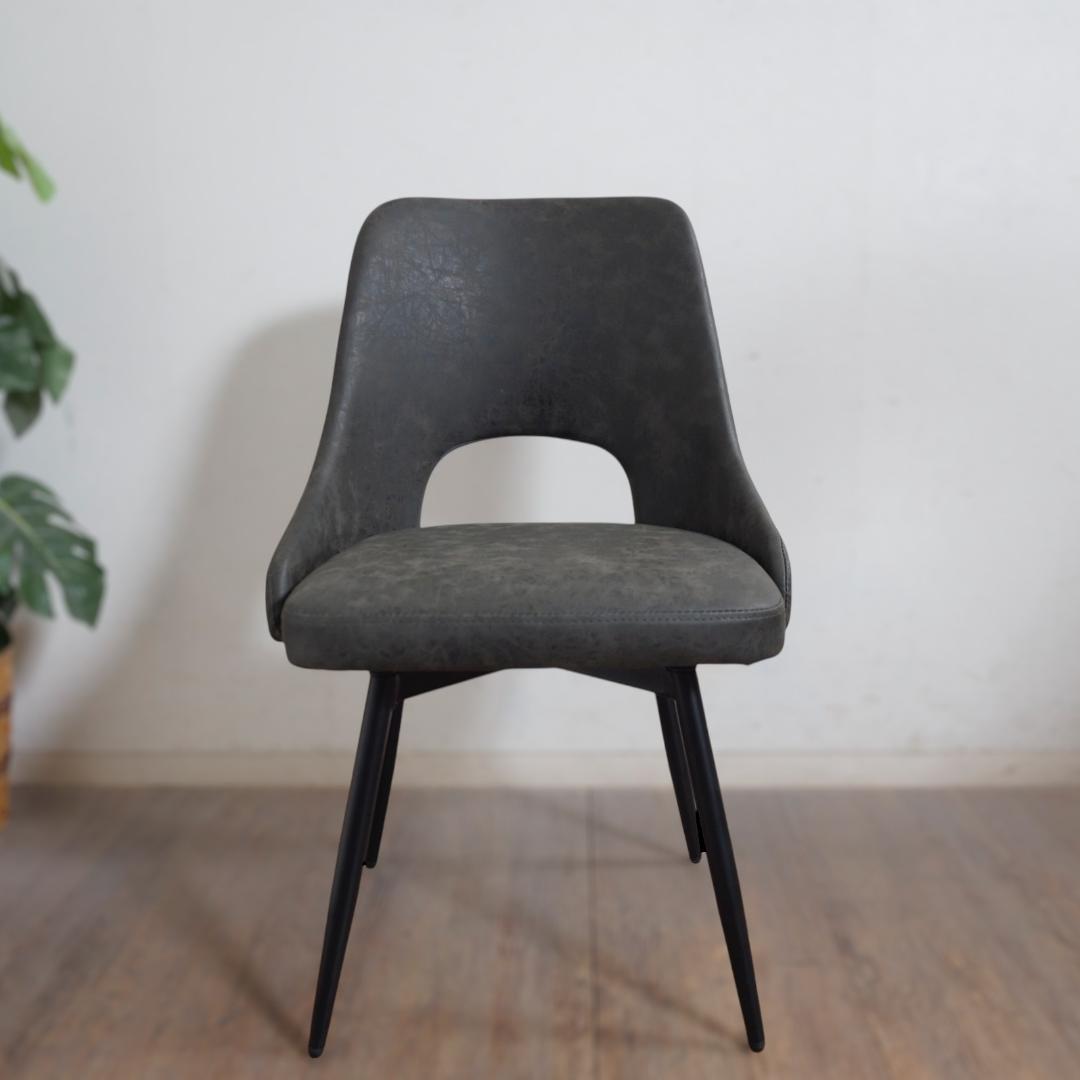 2脚セット【新品】360度回転式 ダイニングチェア ヴィンテージレザー調 モダン