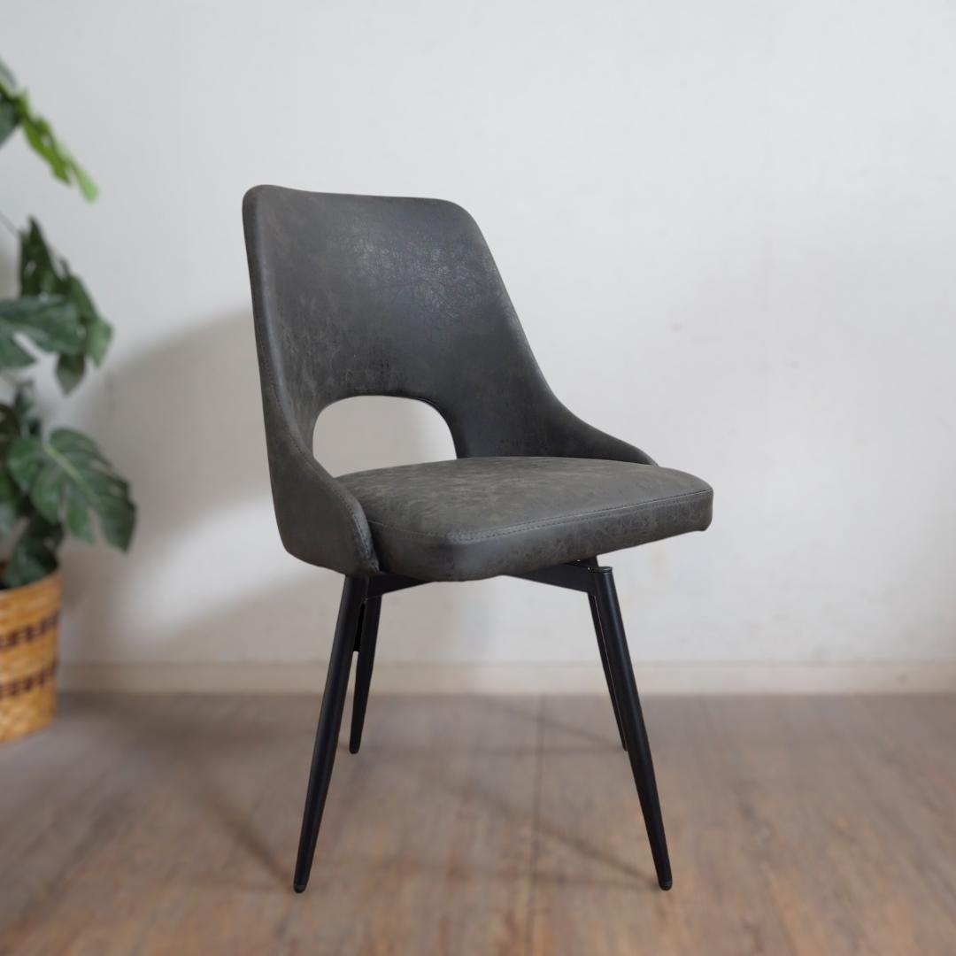 2脚セット【新品】360度回転式 ダイニングチェア ヴィンテージレザー調 モダン