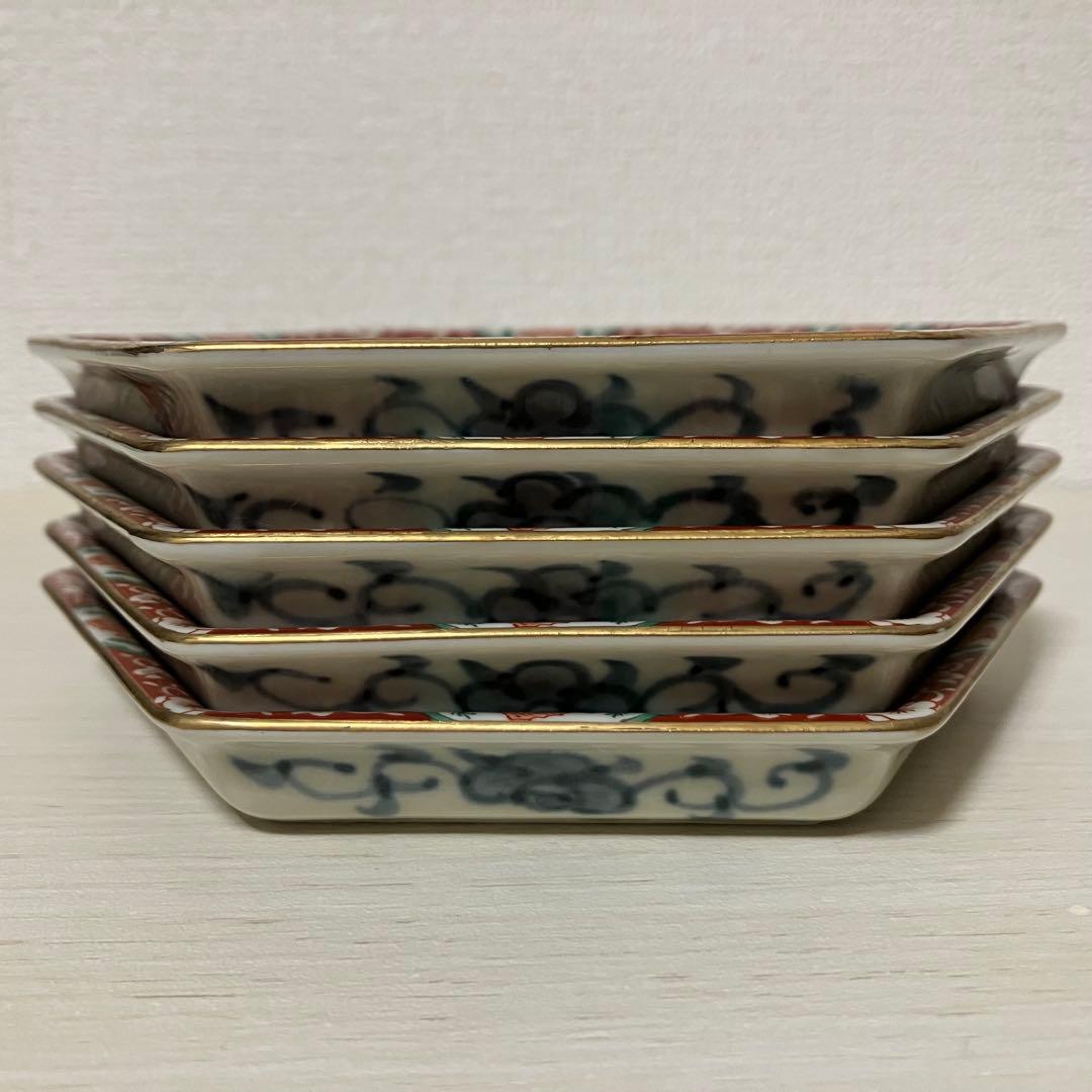 美品 林九郎窯 波佐見焼 六角小皿 5枚セット