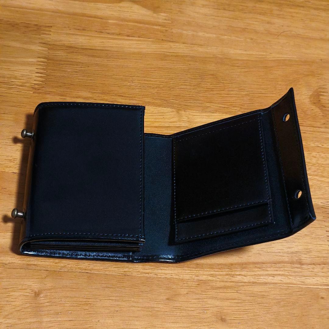 エムピウ ミッレフォッリエ 同型 日本製 二つ折り財布 m+　ブラック