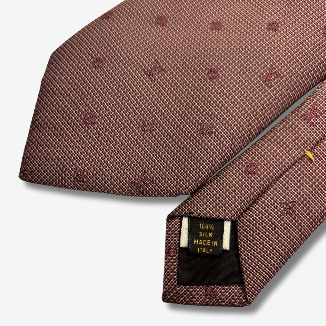 LOUIS VUITTON シルクネクタイ LVロゴ ドット柄 ピンク