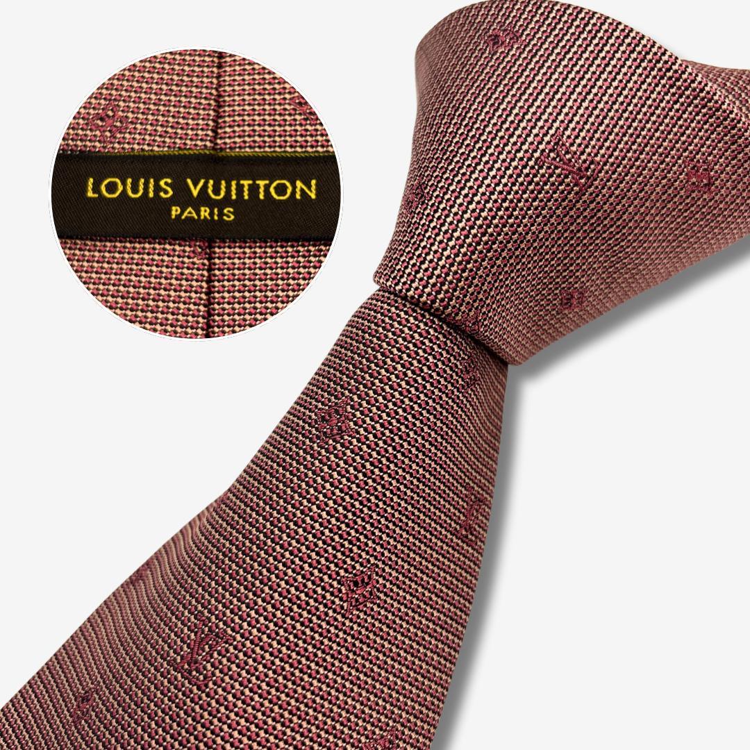 LOUIS VUITTON シルクネクタイ LVロゴ ドット柄 ピンク