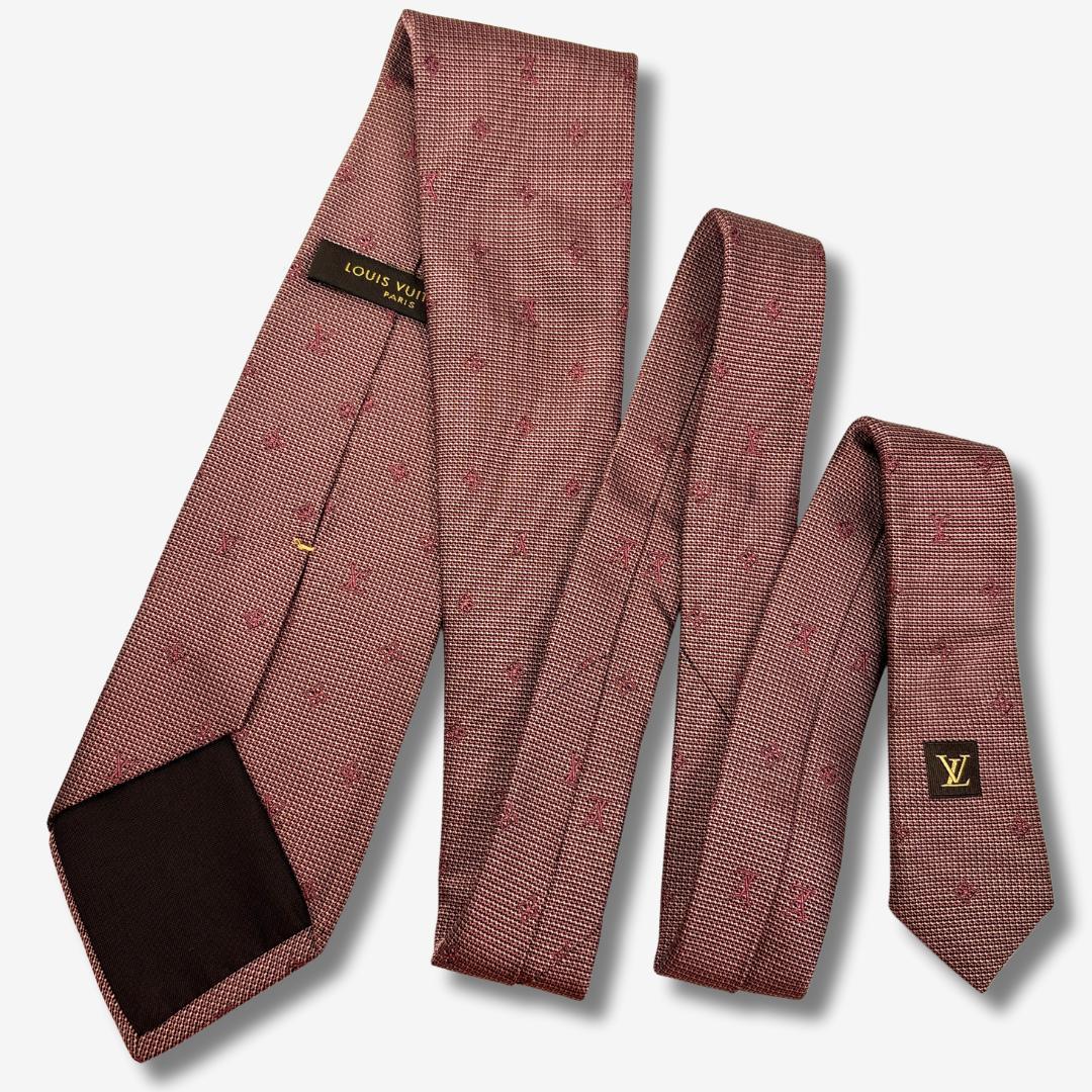 LOUIS VUITTON シルクネクタイ LVロゴ ドット柄 ピンク