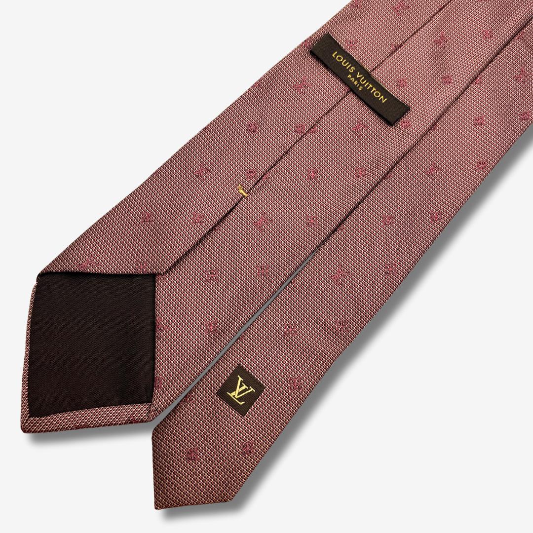 LOUIS VUITTON シルクネクタイ LVロゴ ドット柄 ピンク