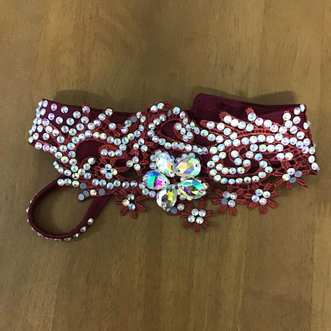 社交ダンス　ドレス　VeRtigo ドレス　えんじ色　グラデーションスカート