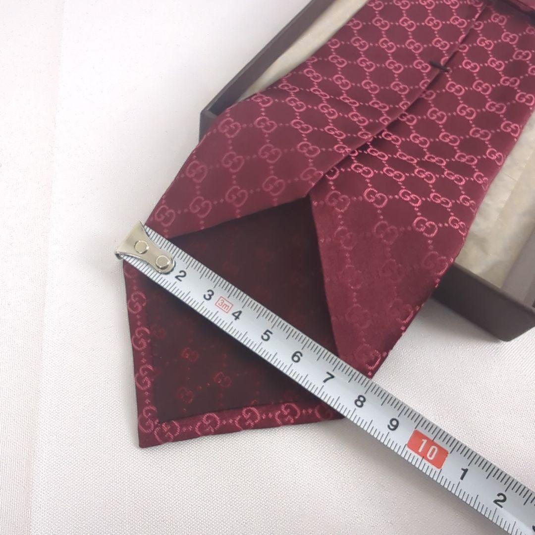 【美品】GUCCI グッチ GG柄 ロゴ 総柄 ネクタイ レッド系
