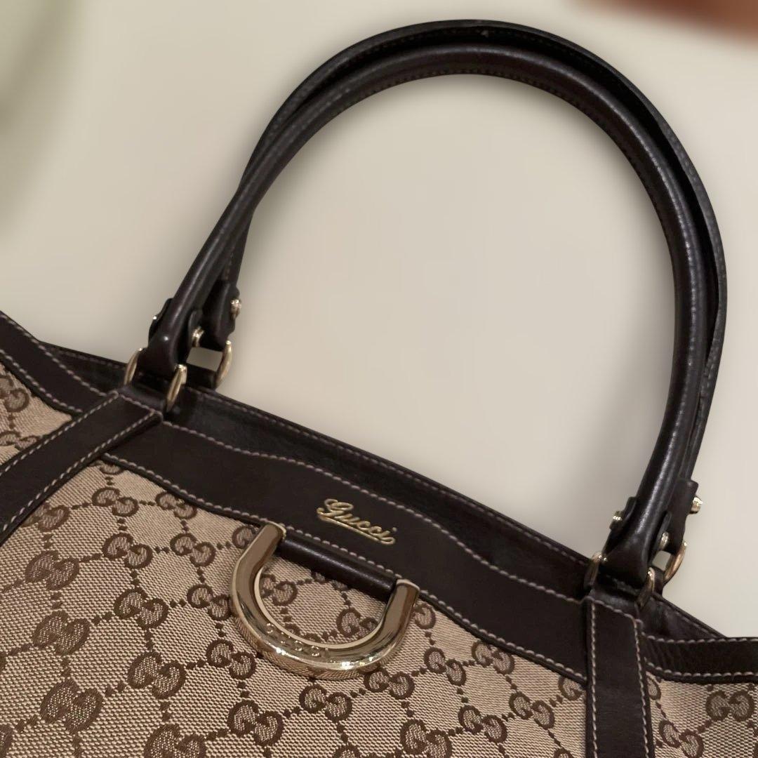 【極美品】Gucci トートバッグ GGキャンバス　ベージュ/ブラウン　アビー