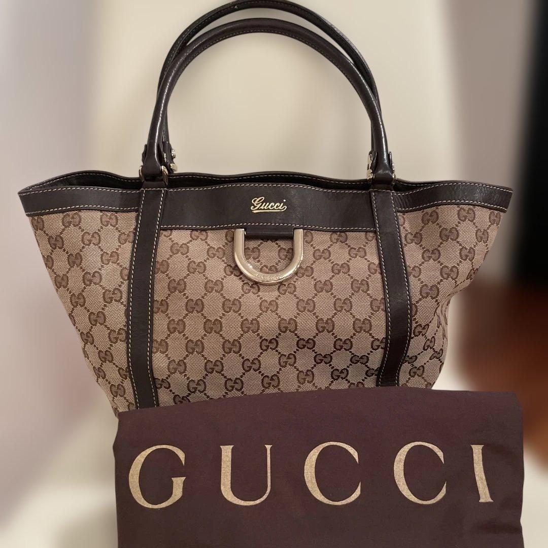 【極美品】Gucci トートバッグ GGキャンバス　ベージュ/ブラウン　アビー