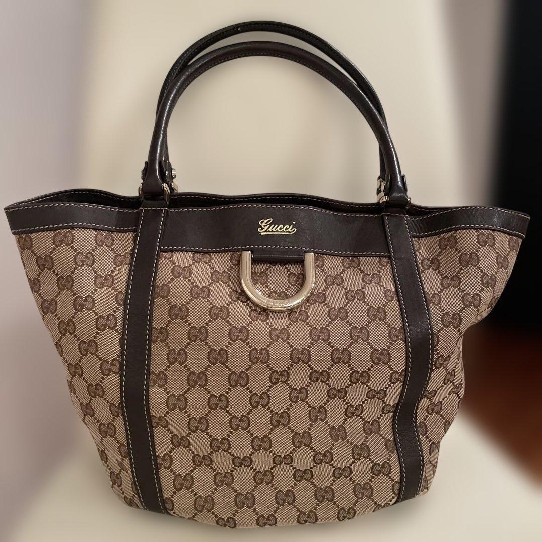 【極美品】Gucci トートバッグ GGキャンバス　ベージュ/ブラウン　アビー