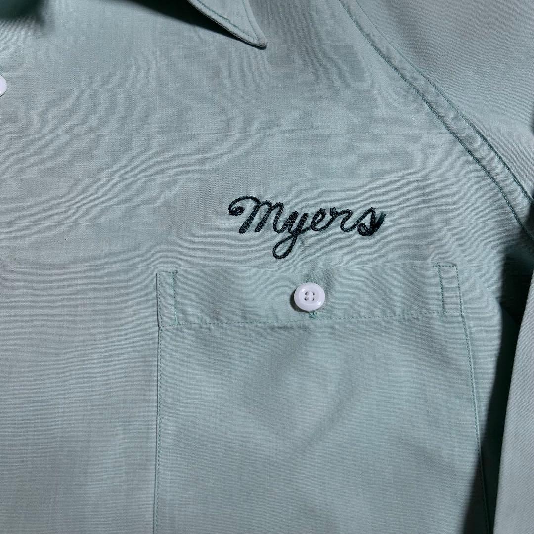 60s ボーリングシャツ　長袖　Elbeco L アイスブルー⑤