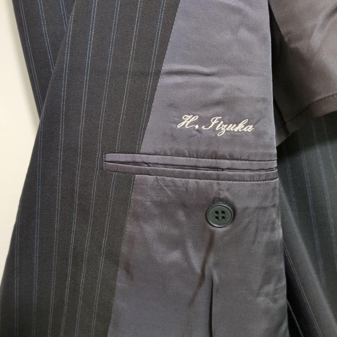 ブルックスブラザーズ　オーダースーツ　セットアップ　黒　ストライプ　背抜き　L