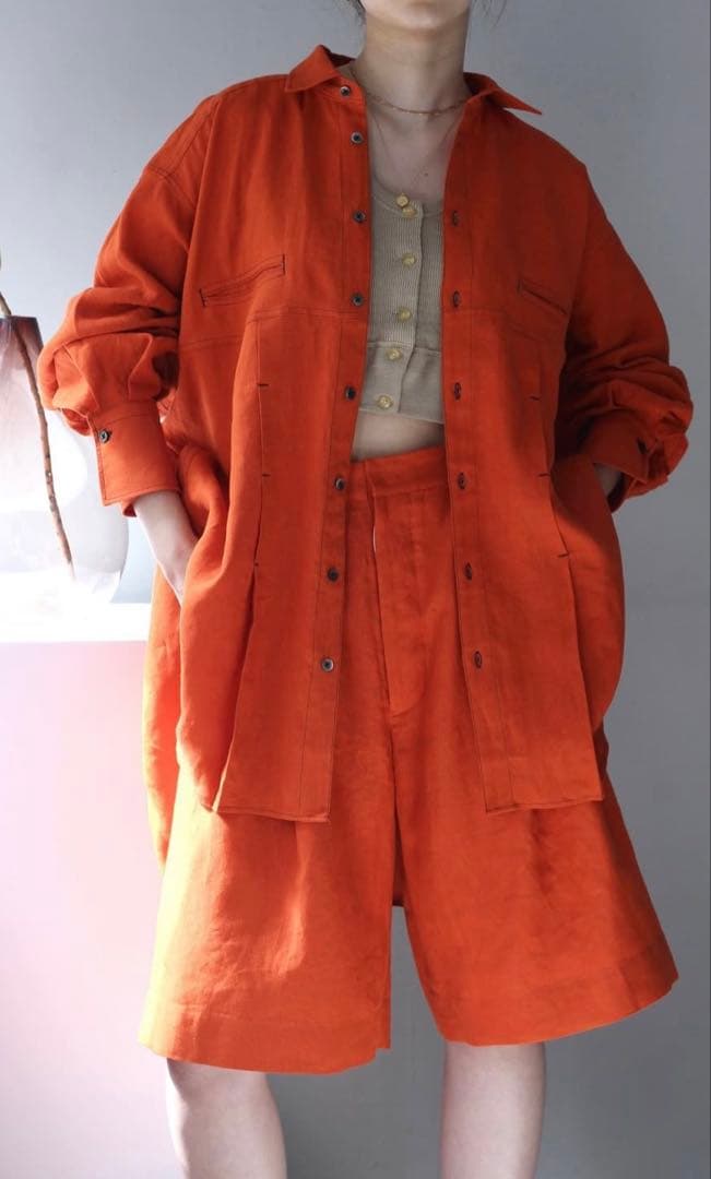 JUN MIKAMI リネンショートパンツ オレンジ