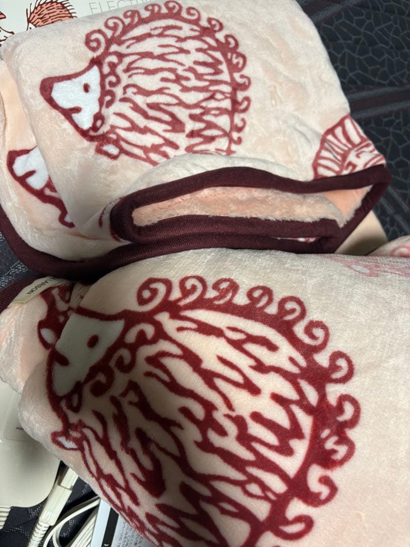 リサラーソン　ハリネズミ柄 電気掛敷毛布 188x130cm 75W