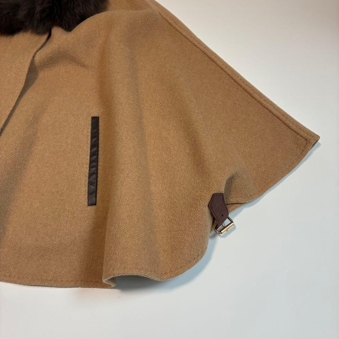 【美品】Ballsey カシミヤウール フォックスファー ポンチョ 高級 上質