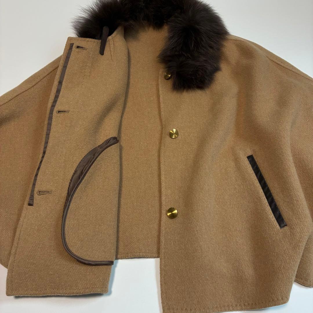 【美品】Ballsey カシミヤウール フォックスファー ポンチョ 高級 上質