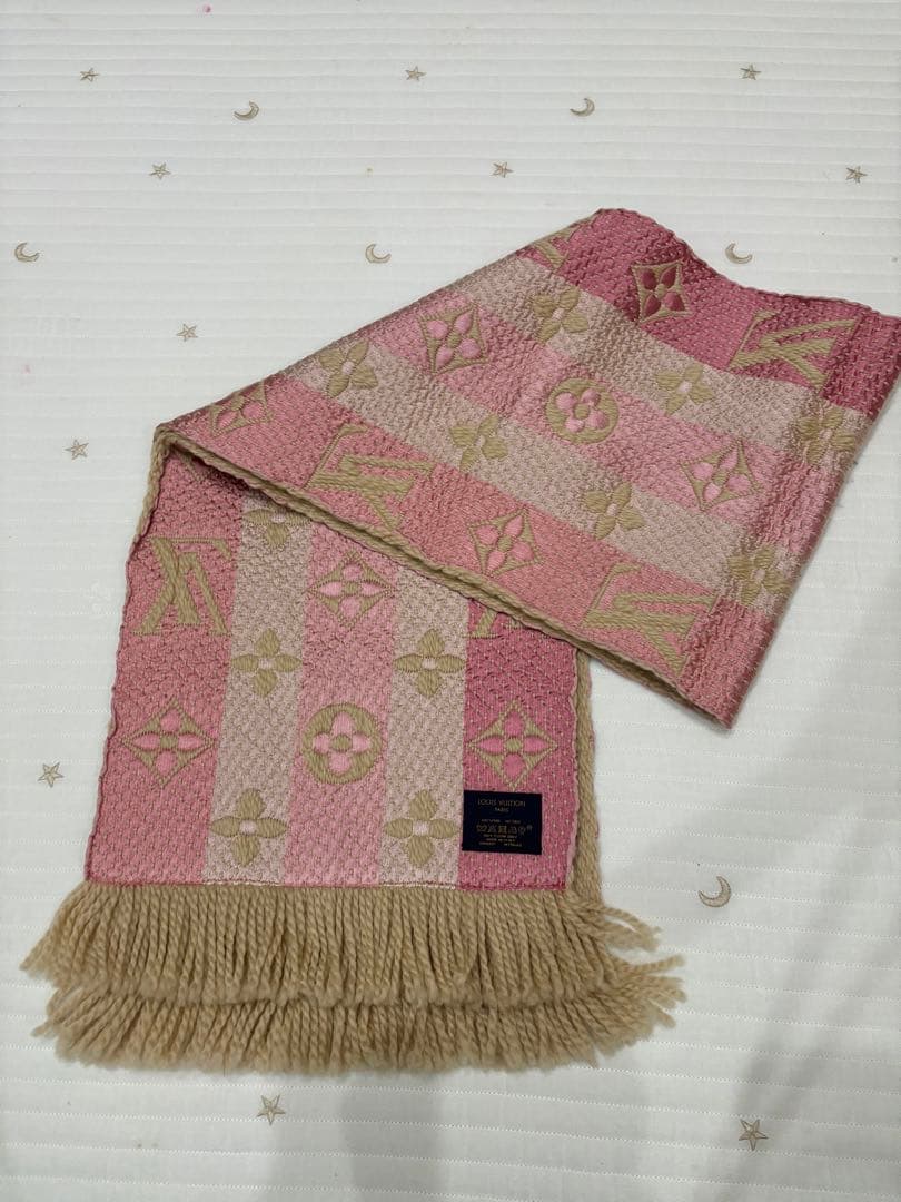 Louis Vuitton マフラー ベージュ ピンク