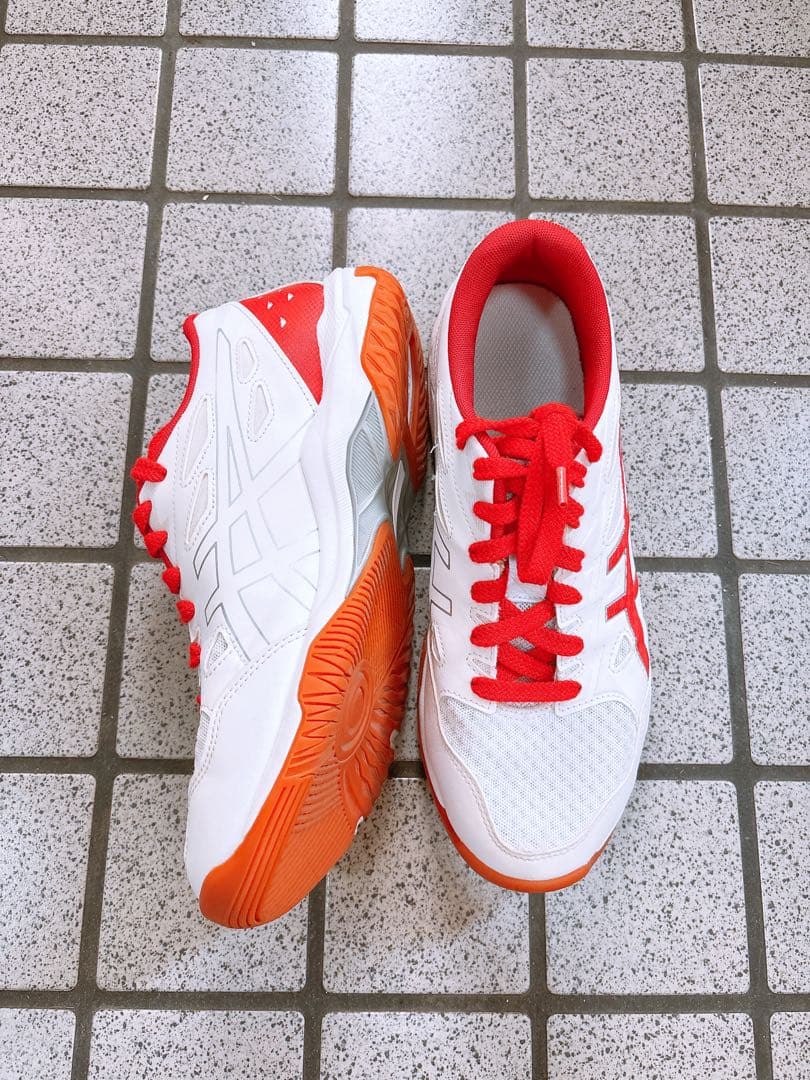 【美品】asics/バレーボールシューズ ホワイト/レッド/26.5/メンズ