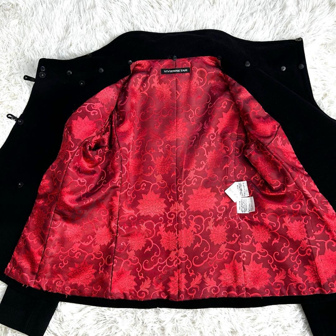 VIVIENNE TAM マオカラー アンゴラコート チャイナボタン ファー付き