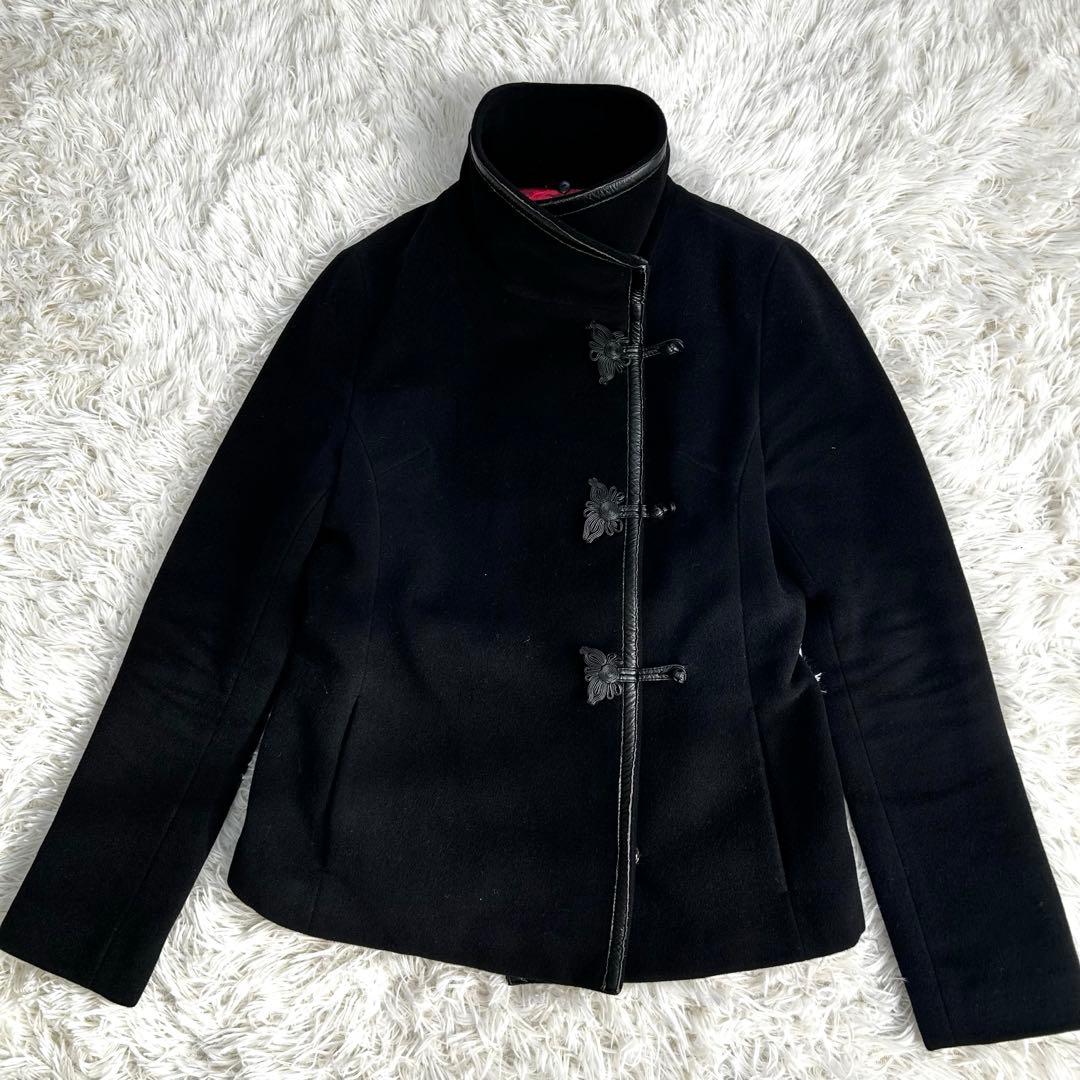 VIVIENNE TAM マオカラー アンゴラコート チャイナボタン ファー付き