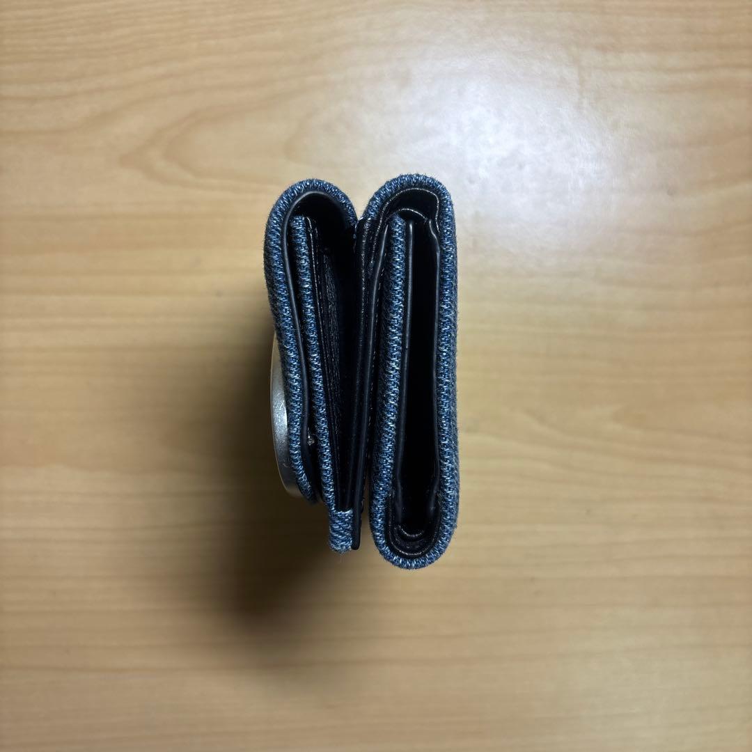デニム三つ折り財布 シルバー