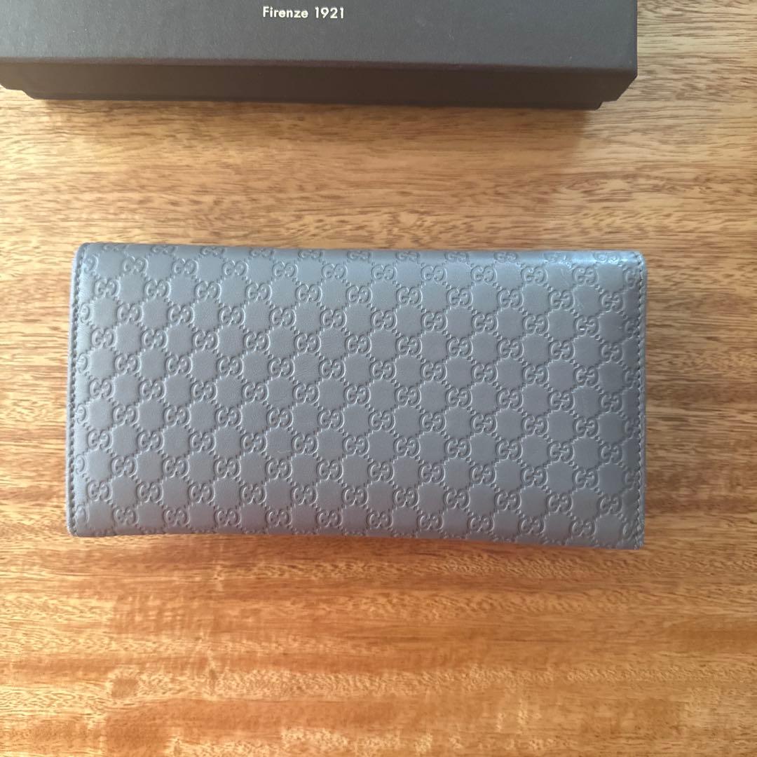 GUCCI GGパターン レザー長財布 グレー