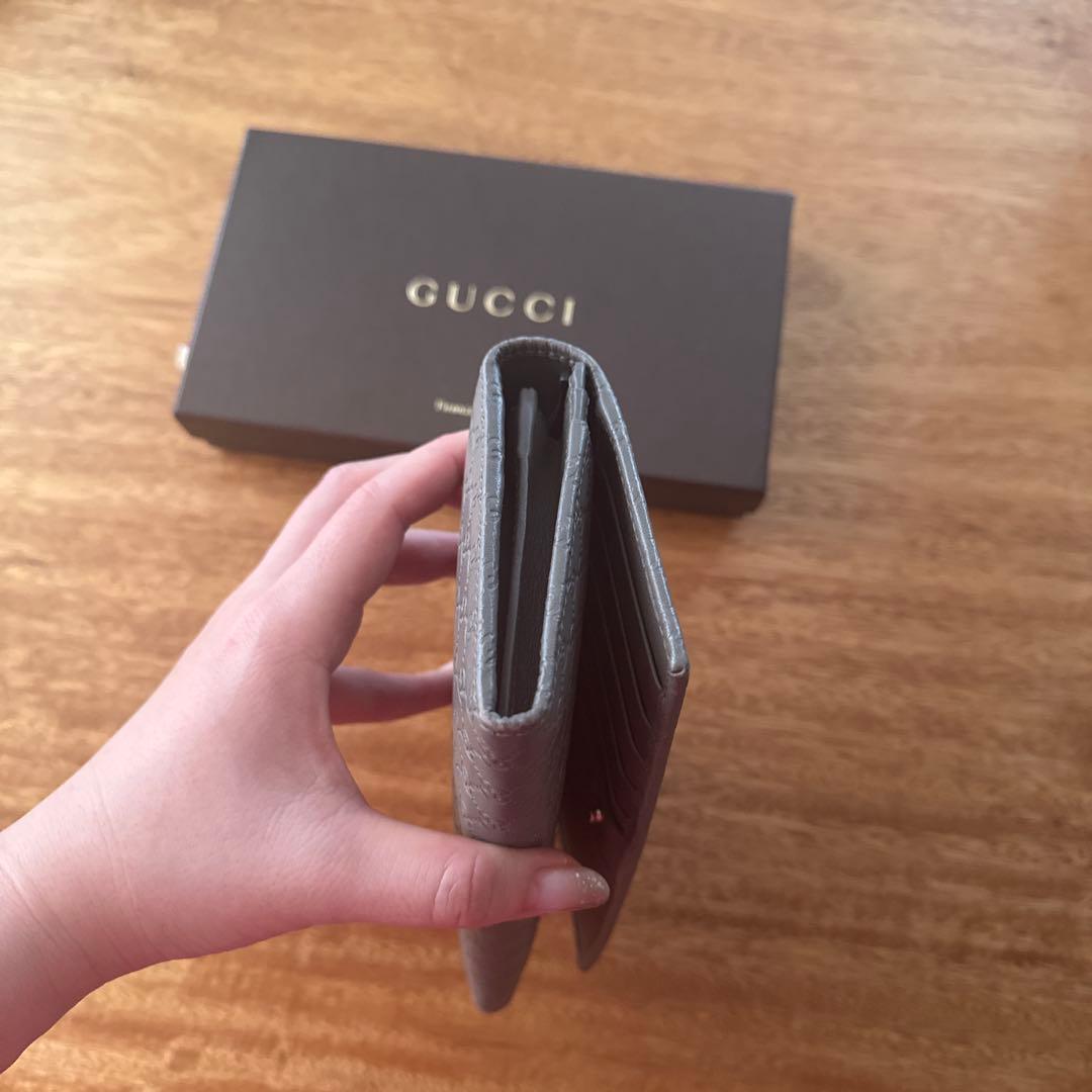 GUCCI GGパターン レザー長財布 グレー