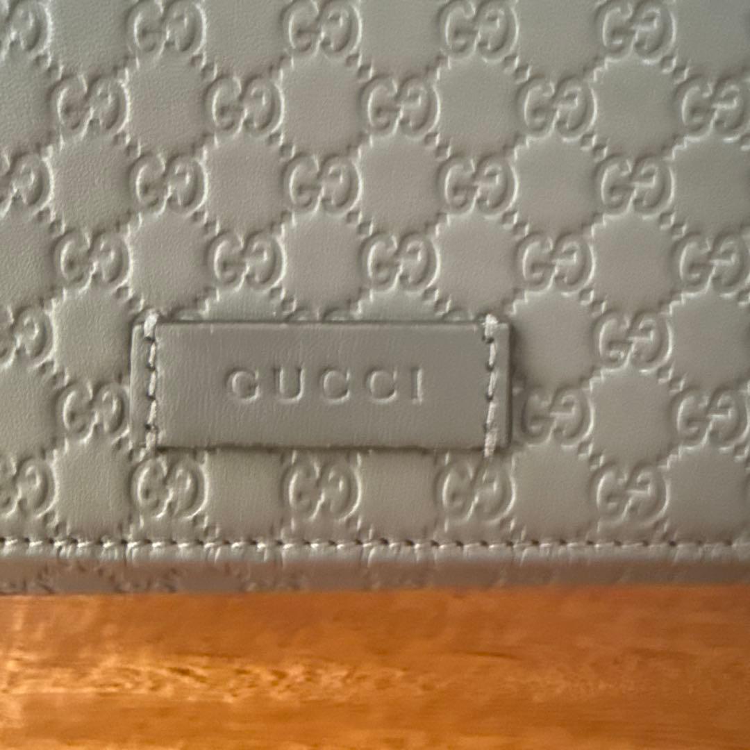 GUCCI GGパターン レザー長財布 グレー