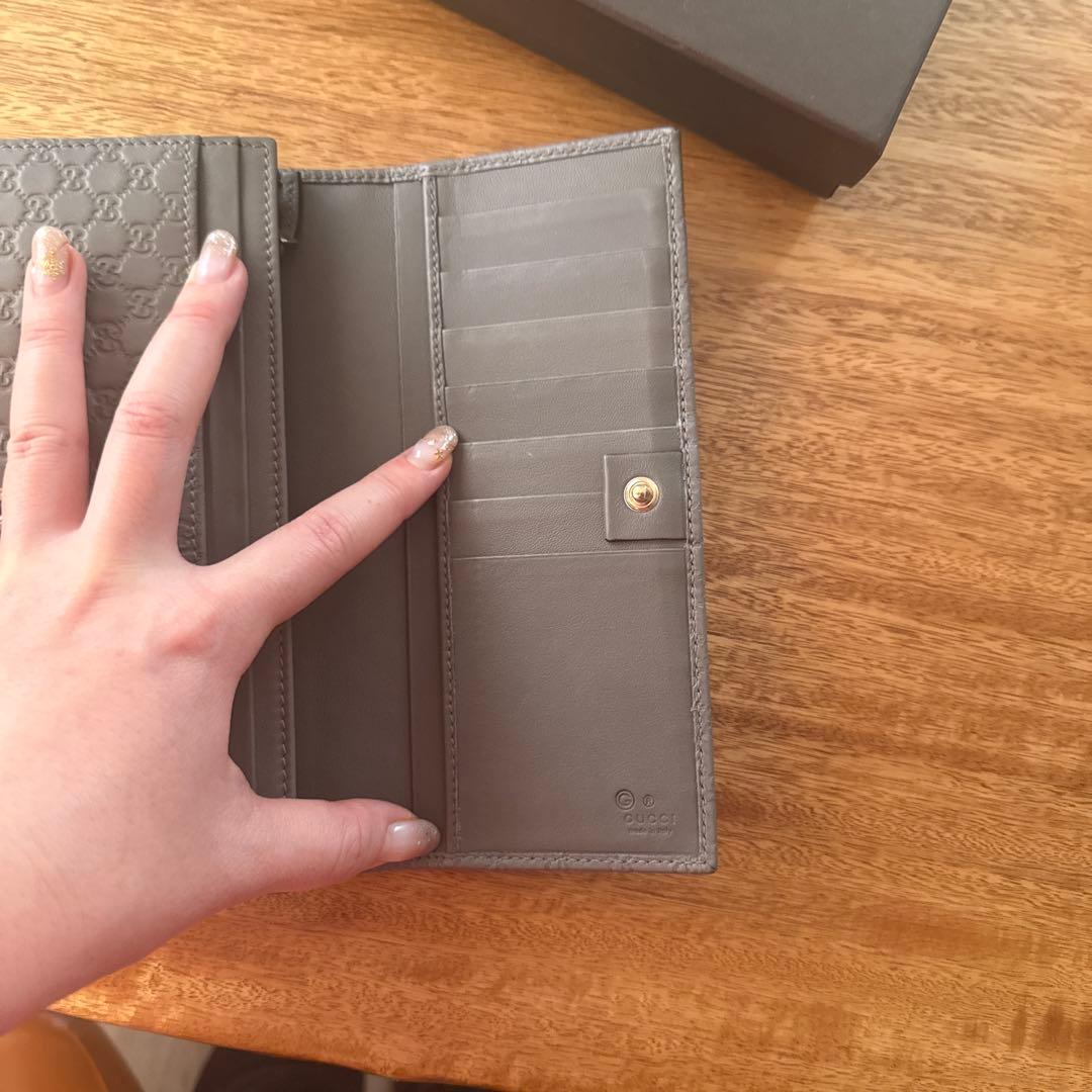 GUCCI GGパターン レザー長財布 グレー