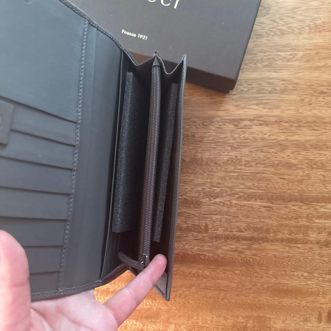 GUCCI GGパターン レザー長財布 グレー