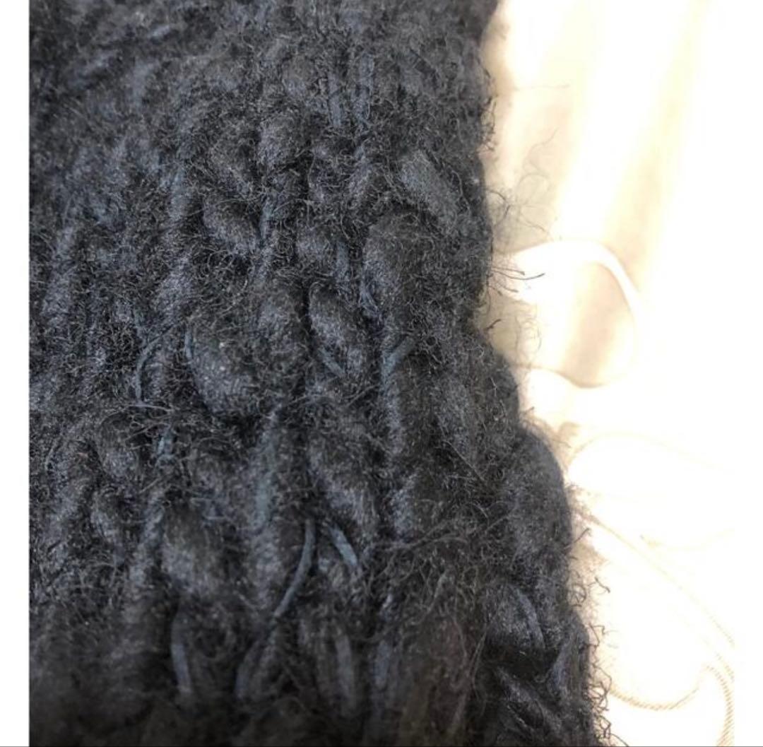 サ*！様 kota gushiken 大判ニットマフラーscarf 黒コータグシ