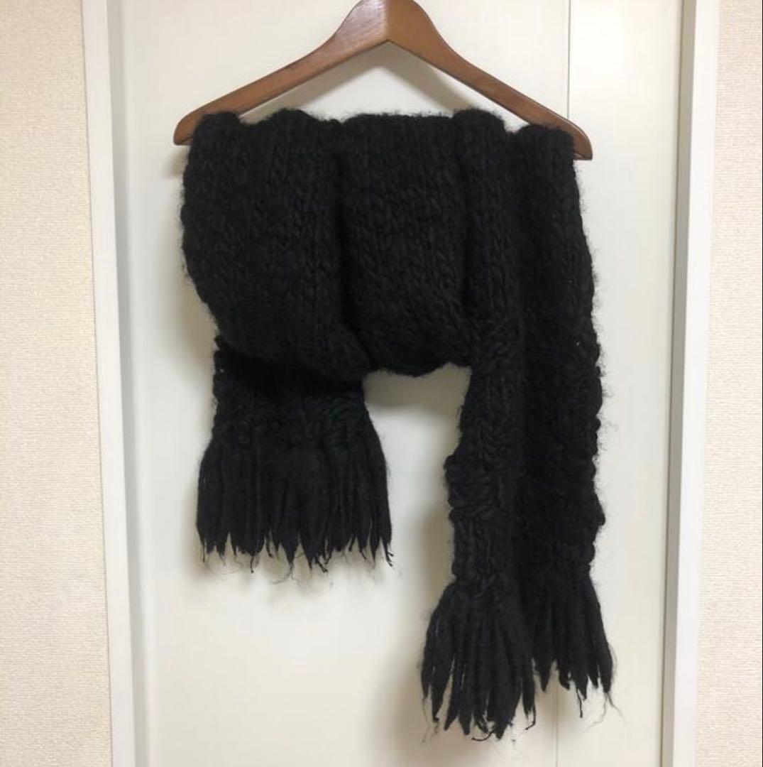 サ*！様 kota gushiken 大判ニットマフラーscarf 黒コータグシ